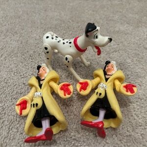 Vintage Disney 101 Dalmatians McDonalds Cruella de Vil Pongo Toy Figures